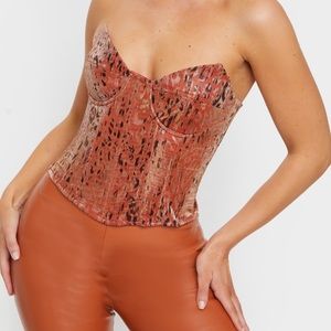 PLT Orange Woven Metallic Leopard Corset